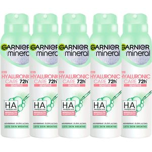 Garnier Hyaluronic Care Sensitive Anti Transpirant Body Spray - 72H Antiperspirant Body Spray voor Gevoelige Huid - Deodorant Vrouw - 5 x 150ml