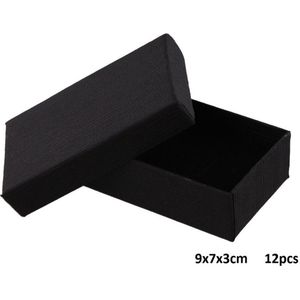 Giftbox voor Sieraden - Sieradendoosje - 9x7x3 cm - Set van 12 Stuks - Zwart
