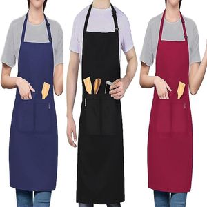 Kokschort waterdicht schort met 3 zakken, verstelbaar grillschort met lange banden, keukenschort voor mannen en dames, keuken, restaurant, café