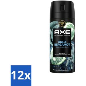 12 x Axe Deodorant Bodyspray Aqua Bergamot 150 ml - AXE Deodorant - Aqua Bergamot Deodorant - Bodyspray - Deodorant Spray - Langdurige Bescherming