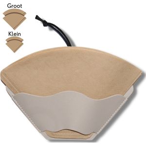 Keufens Koffiefilterhouder - Licht Grijs - Koffiefilter Houder - Voor 50 Filters - Wandmontage - Kunstleer - Filterzakjeshouder Koffie - Koffie Accessoires