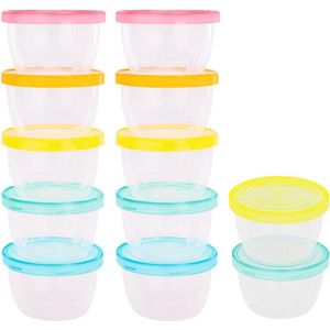 Set van 12 kleurrijke bewaarpotjes voor baby's - 250 ml