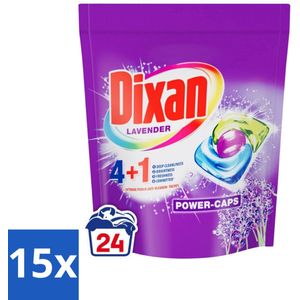 15 x Dixan Power Caps - Wasmiddelcapsules en Vlekverwijderaar - Extreme Power - Gekleurde Was - Lavendel - 24 Wasbeurten - Gekleurde Was - Vlekverwijderaar - Wasmiddelcapsules - Lavendel - Wasbeurten