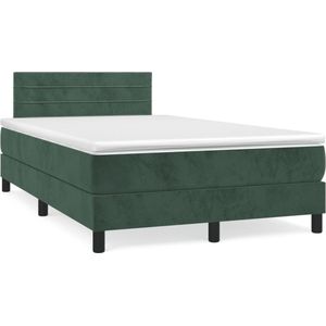 vidaXL - Boxspring - met - matras - fluweel - donkergroenx200 - cm