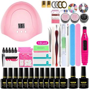 NAXSIR Gel & Gelnagellak Set – UV/LED Nagellamp (18LED/36LED/54W) – All-in-One Tools – Voor Beginners & Profis