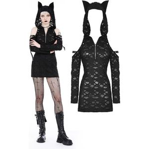 Dark in Love - Punk devil cat Korte jurk - S/M - Zwart