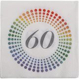 20x Leeftijd 60 jaar themafeest/verjaardag servetten 33 x 33 cm confetti - Papieren feest wegwerp tafeldecoraties
