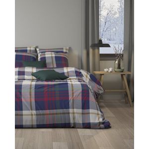 Mistral Home - Dekbedovertrek - Flanel - 240 x 220 cm + 2x 65 x 65 cm - Lits-jumeaux - Ruiten - Blauw