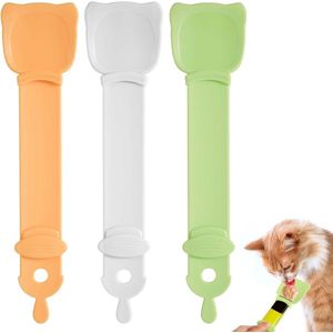 Allecto Plus - Kattenstripvoeders in Schattige Kattenkopvorm - 3 Stuks - Knijplepels - Multifunctionele Kattenvoerdispenser - Natvoer Kattenbenodigdheden