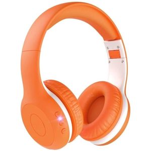 StayPowered Bluetooth Kinderheadset - de Ultieme Kinderheadset met Volumebegrenzing en Verstelbaar Comfort - Hoge Geluidskwaliteit - 40 Uur Batterijduur - Zachte Oorkussens - Licht - Draadloos & Draad - Oranje - Levering Sneller dan Aangegeven!