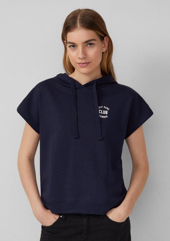 s.Oliver - Sweatshirt - Marine - Met Capuchon - Losse Pasvorm