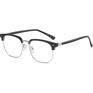 Vintage Correctiebril / Bril Voor Veraf | -4.50 (Min sterkte) | Zwart/Zilver | Retro Design | Comfortabele Pasvorm | Bijziendheid