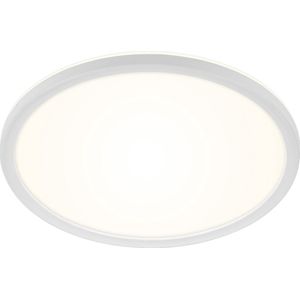 BRILONER Leuchten - LED badkamer plafondlamp met achtergrondverlichting, IP44 LED badkamerlamp, ultraplat, neutraal wit licht, wit, 420x35 mm (DxH)