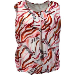 Pink Lady dames top - mouwloze top - rood/wit print - elastiek onderzijde - 1573 - maat S