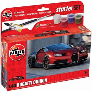 1:43 Airfix 55005 Bugatti Chiron Car - Small Starter Set Plastic Modelbouwpakket