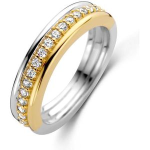TI SENTO Dames Ring - 925 zilver - Zirkonia met geel verguld - Maat 17.25 mm / maat 54 - 12282ZY