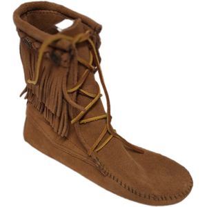 MINNETONKA-LACE BOOT-TAUPE-DOUBLE FRINGE-36