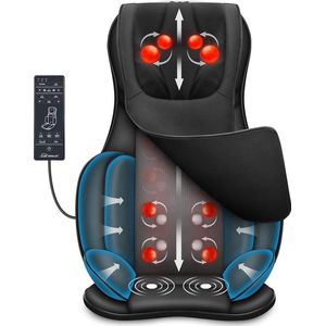 Shiatsu Massagestoelkussen met Warmte- en Luchtcompressie - Volledige Rugmassagezetel met Kneden - Draagbaar Massagepad voor Rug en Nek - Geschenken