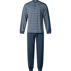 Gentlemen heren pyjama licht geruwd | MAAT 4XL | Knoop | Fijnstreep marine/turquoise