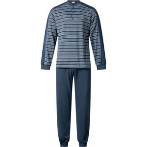 Gentlemen heren pyjama licht geruwd - maat M - Knoop - Fijnstreep marine/turquoise