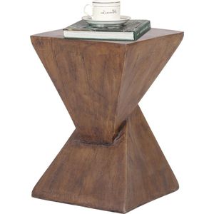 Roroa Bijzettafel - Salontafel - Bijzettafel Modern - Geometrisch - Nachtkastje - Bruin - 31x31x46 cm - Lichtgewicht Beton - 8.5 kg