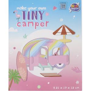 Kids Kingdom miniatuur-bouwpakket - Maak je eigen mini camper - ''Regenboog / roze'' - Knutselen meisjes - Knutselen voor kinderen - Knutselen jongens - Knutselpakket - Bouwpakket kinderen - Modelbouw - Modelbouw & miniaturen