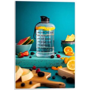 Forex - Motiverende Waterfles met Fruit - 40x60cm Foto op Forex