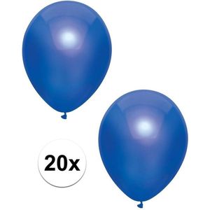 20x Donkerblauwe metallic ballonnen 30 cm - Feestversiering/decoratie ballonnen donker blauw