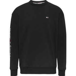 Tommy Jeans - Heren Sweaters Reg Linear Placement Crew Sweater - Zwart - Maat M