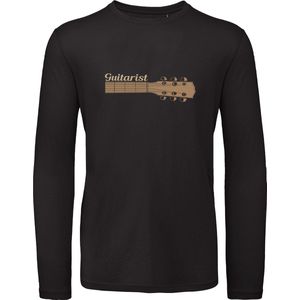 B & C - Heren T Shirt Gitarist - Lange Mouw - Zwart - Maat S