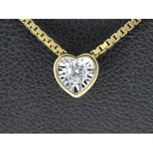 dc jewelry - Dames Ketting hanger hart - 14 karaat goud - briljant geslepen diamant in hartvorm 0,10ct - Ketting - Valentijn Cadeau - Geelgoud - Met Certificaat