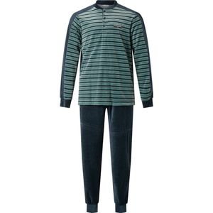 Gentlemen heren pyjama velours | MAAT XL | Fijnstreep knoop | marine/groen