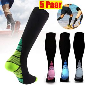 paar sportcompressiekousen, steunkousen, reissokken, kniekousen, unisex, maten S/M