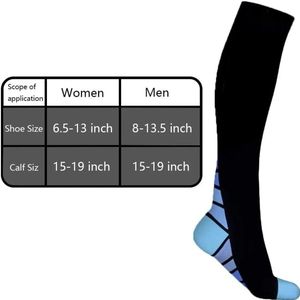 paar sportcompressiekousen, steunkousen, reissokken, kniekousen, unisex, maten S/M