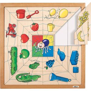 Educo Spinsorteerpuzzel Kleuren - Houten speelgoed - Houten puzzel - Educatief speelgoed - Kinderspeelgoed - 17 stukjes - 40x40