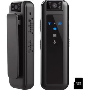 Spy Camera Mini Body Camera Video Recorder met Nachtzicht Draaibare lens HD 1080P 4-5 HR Levensduur Batterij Draagbare Politie Cam voor Wetshandhaving Indoor-Outdoor Gebruik (64 GB Geheugenkaart)
