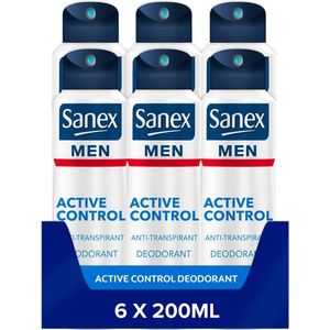 Sanex Men Active Control Deodorant Anti-Transpirant Spray 6 x 200ml - Voordeelverpakking