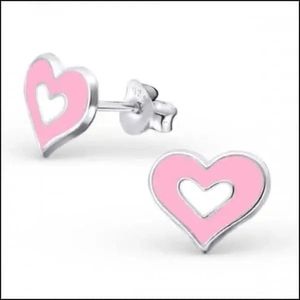 Aramat jewels ® - 925 sterling zilveren oorbellen hart lichtroze