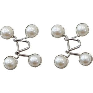 WiseGoods Luxe Broek Decoratie / Verkleiner Clips - Kleding Clip Parel - Dameskleding Accessoires - Pantalon Parels Wit - 2st