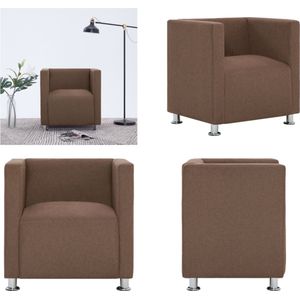 vidaXL Fauteuil kubus stof bruin - Fauteuil - Fauteuils - Armstoel - Armstoelen