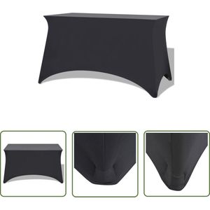 The Living Store Tafelhoes stretch antraciet 243x76x74 cm 2 st - Stretch Tafelhoes - Tafelhoes Antraciet - Rechte Tafelhoes - Tafelovertrek - Tafeldecoratie