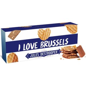 Jules Destrooper Amandelbrood met chocolade - ""I love Brussels / J'aime Bruxelles"" - 2 dozen met Belgische koekjes - 125g x 2