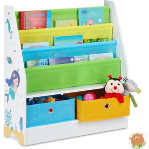 Relaxdays kinderkast voor speelgoed - kinderboekenkast met 2 kisten - boekenrek - kastje - B