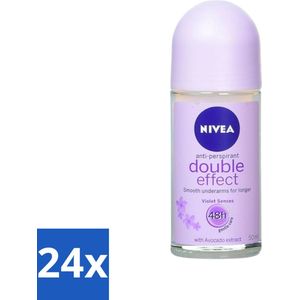 24 x Nivea - Double Effect - Deodorant Roller - 48 Uur Lang Werkend - 50 ml - NIVEA Deodorant - Anti-transpirant - 48 Uur Bescherming - Oksel Deodorant - Alcoholvrij Deodorant