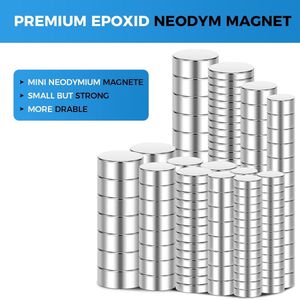 Neodymium magneten, 105 stuks, 6 mm x 2 mm, extra sterke mini-magneten, kleine ronde magneten voor koelkast, magneetbord, whiteboard, glasboard, zilver