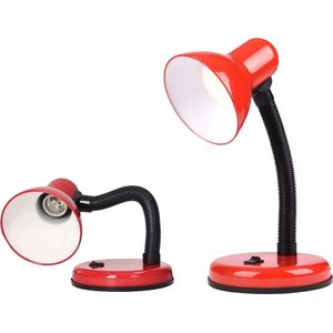 LED Bureaulamp - Velvin Brin - E27 Fitting - Aan/Uit Schakelaar - Flexibele Arm - Rood