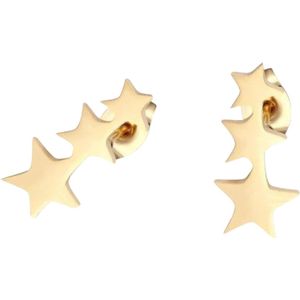 Aramat Jewels - Kinder Oorbellen 3 Sterren - Goudkleurig Staal 9mm x 4mm - Feestelijke Sieraden - Cadeau - Voor Kinderen - Stijlvolle Accessoires