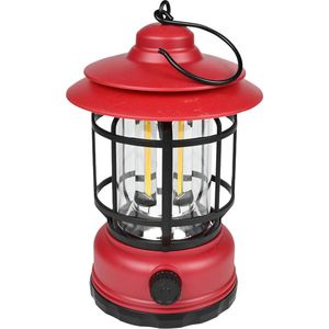 Benson Stormlantaarn - rood - oplaadbaar - dimbaar - 17 x 10 cm - retro campinglamp