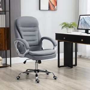 Bureaustoelstoel stoel stoel stoel zwenkstoel 360° ergonomische afvalfunctie Hoogte verstelbaar grijs linnen 64 x 75 x 111-121 cm