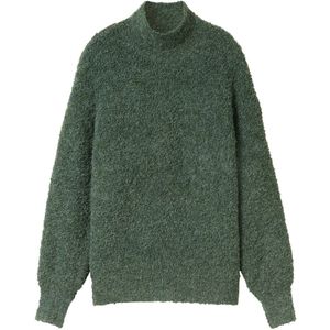 TOM TAILOR - Bouclé Gebreide Trui - Pale Bark Green Melange